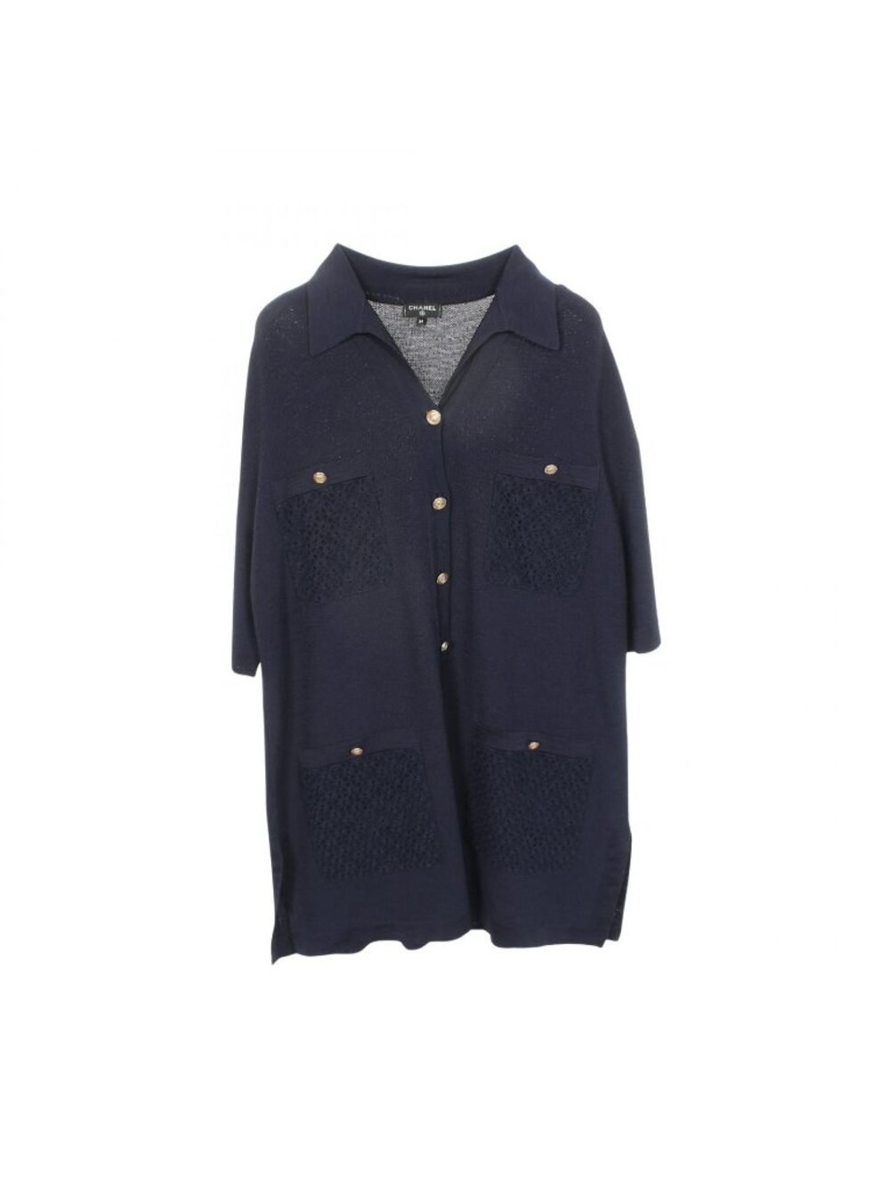 Chanel Dress CC Logo Button Knit Rayon